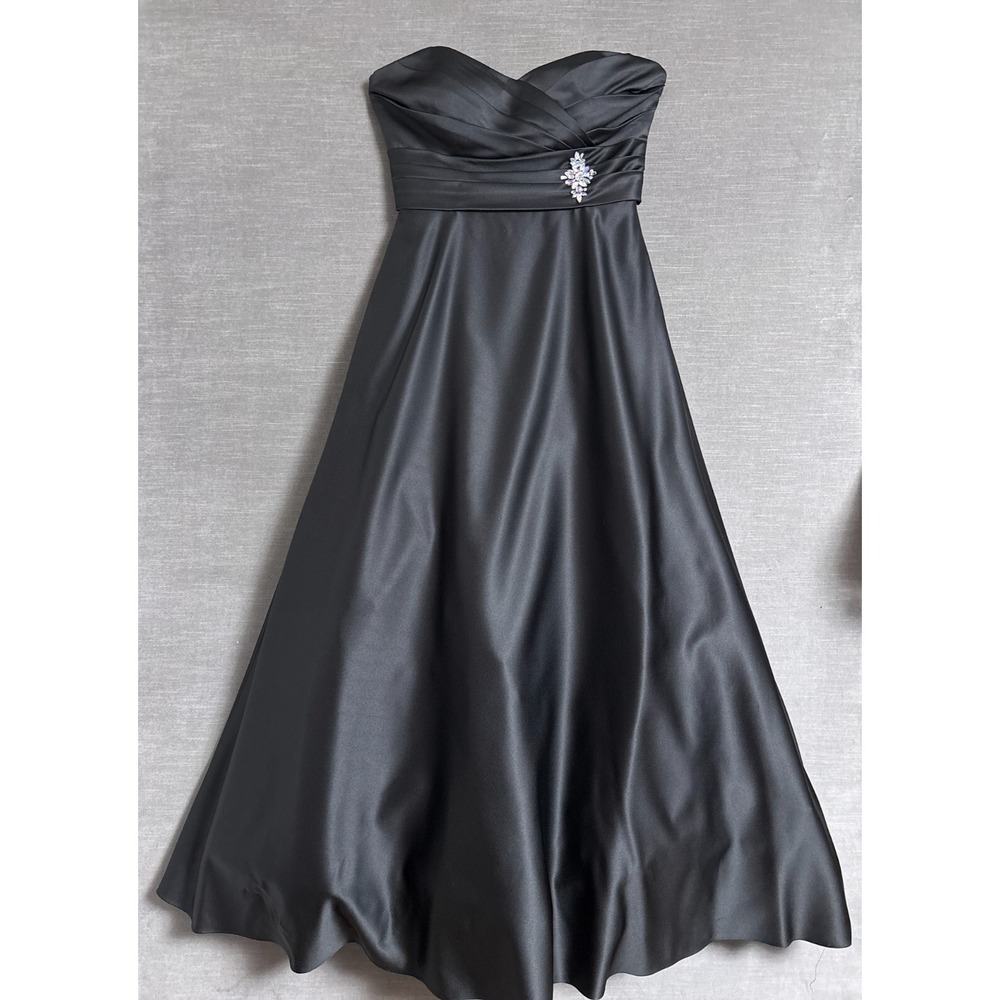 Alfred Angelo Dress 12 Black Satin Ball Gown Wedding Formal‎ Evening Gala
